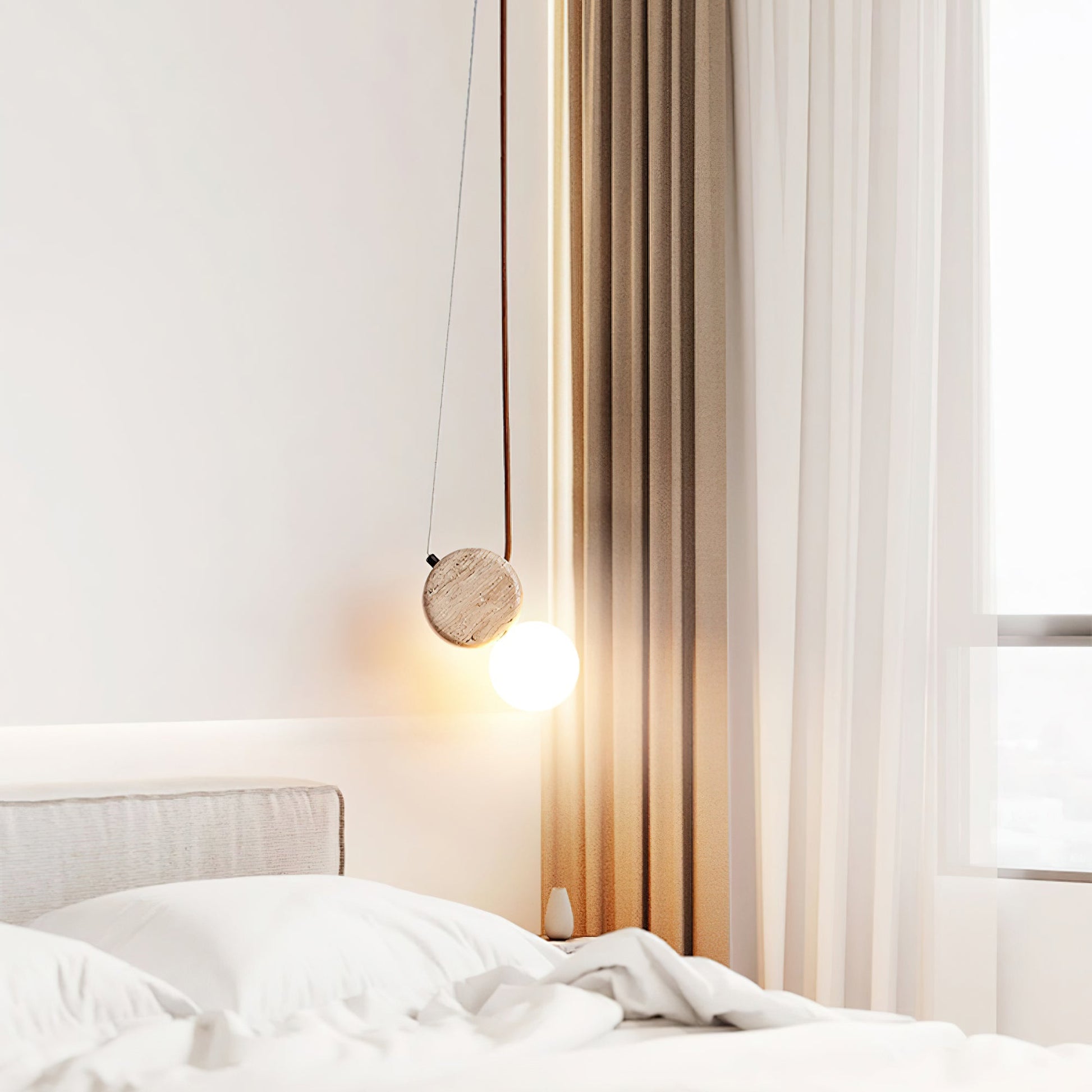 Zosolyra Double-Disc Travertine Pendant Light-Neutral Decor