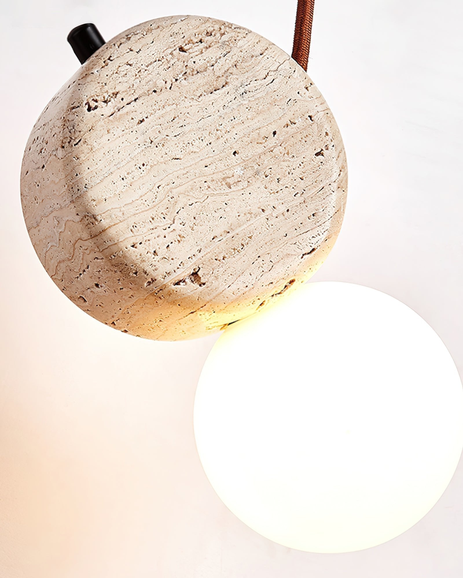 Zosolyra Double-Disc Travertine Pendant Light-Neutral Decor