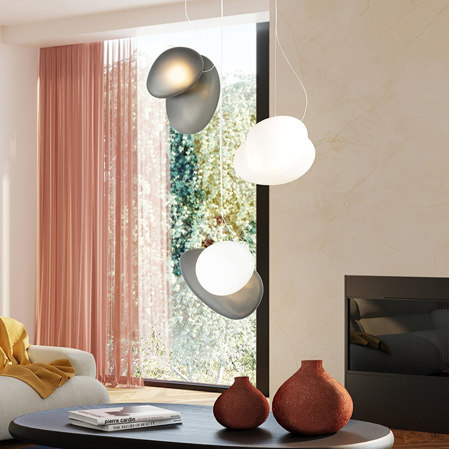 Mervan Frosted Glass Pendant Light-Neutral Decor