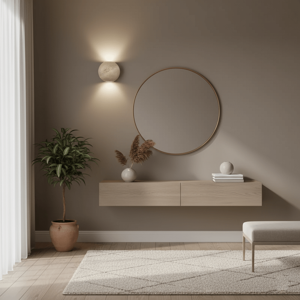 Travertine Globe Wall Sconce-Neutral Decor