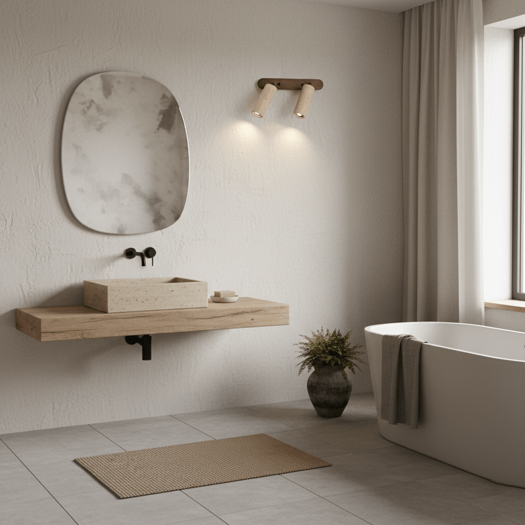 Travertine Triple Spotlight Wall Lamp-Neutral Decor