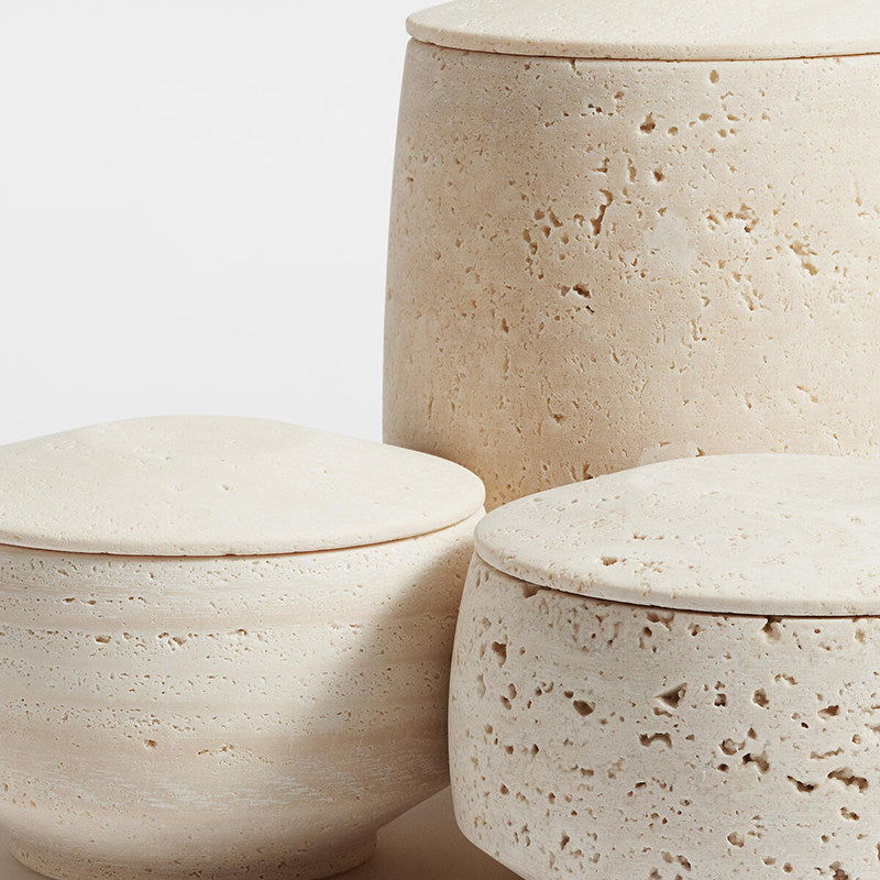 Sovel Elegant Interior Modern Natural Travertine Stone Candle Holder-Neutral Decor