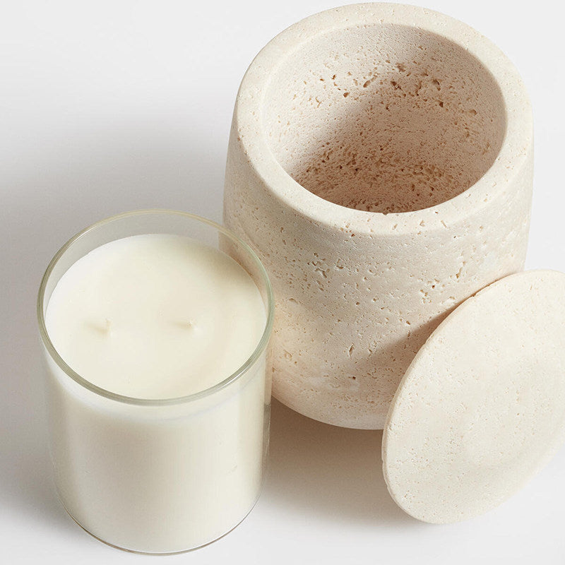 Sovel Elegant Interior Modern Natural Travertine Stone Candle Holder-Neutral Decor