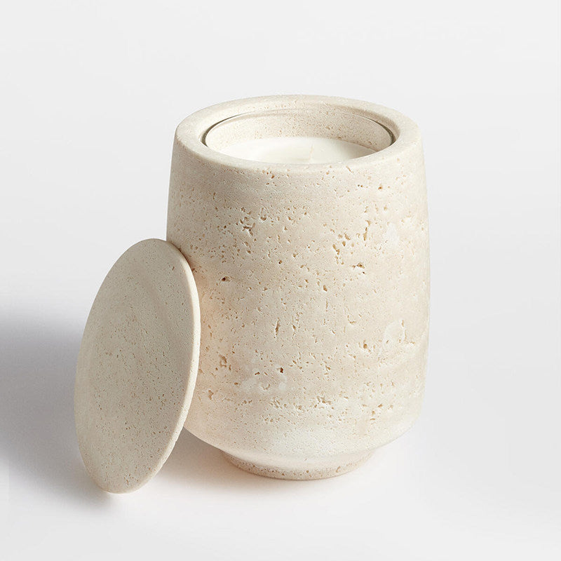 Sovel Elegant Interior Modern Natural Travertine Stone Candle Holder-Neutral Decor