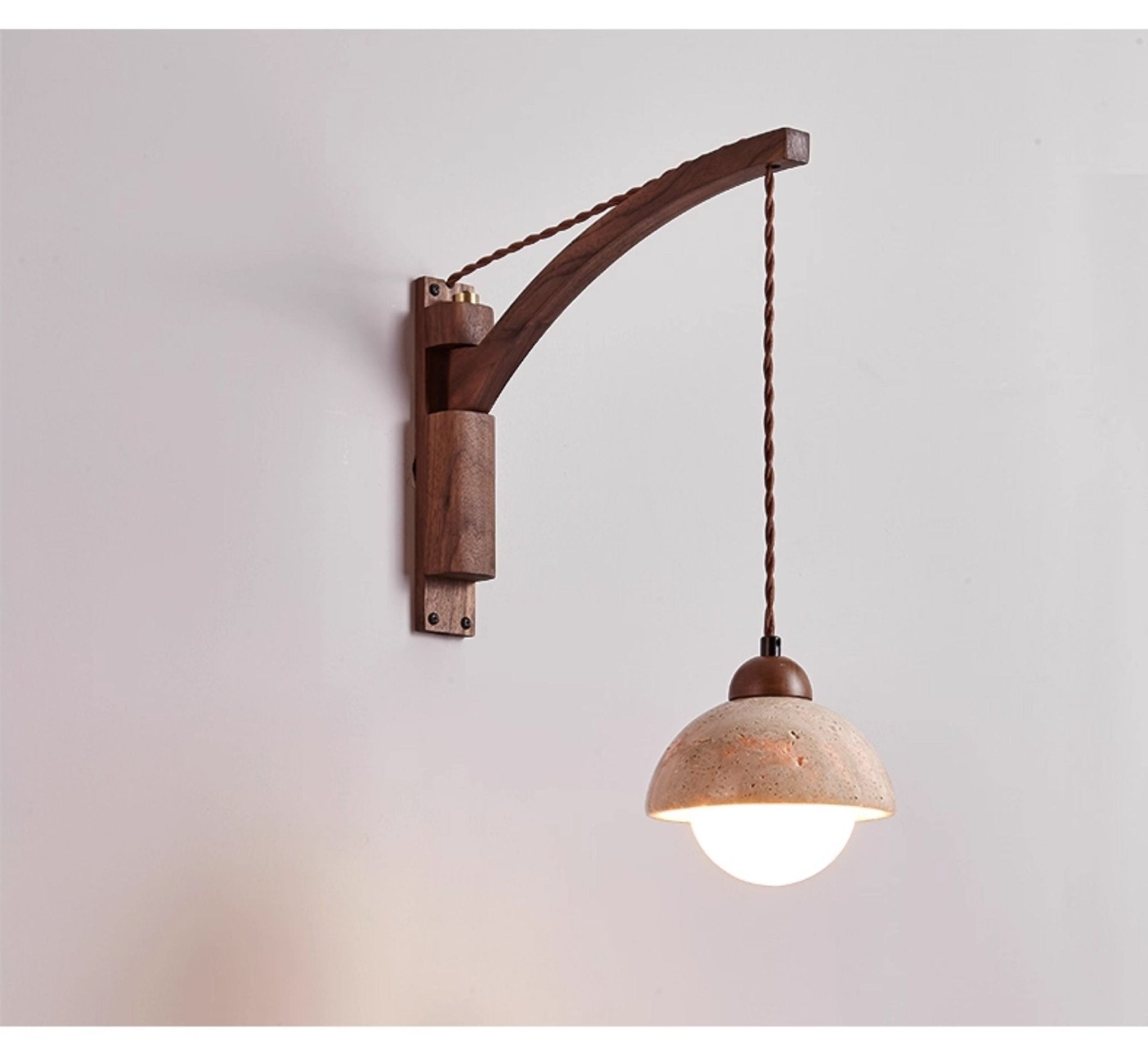 Travertine Swing Arm Wall Sconce-Neutral Decor