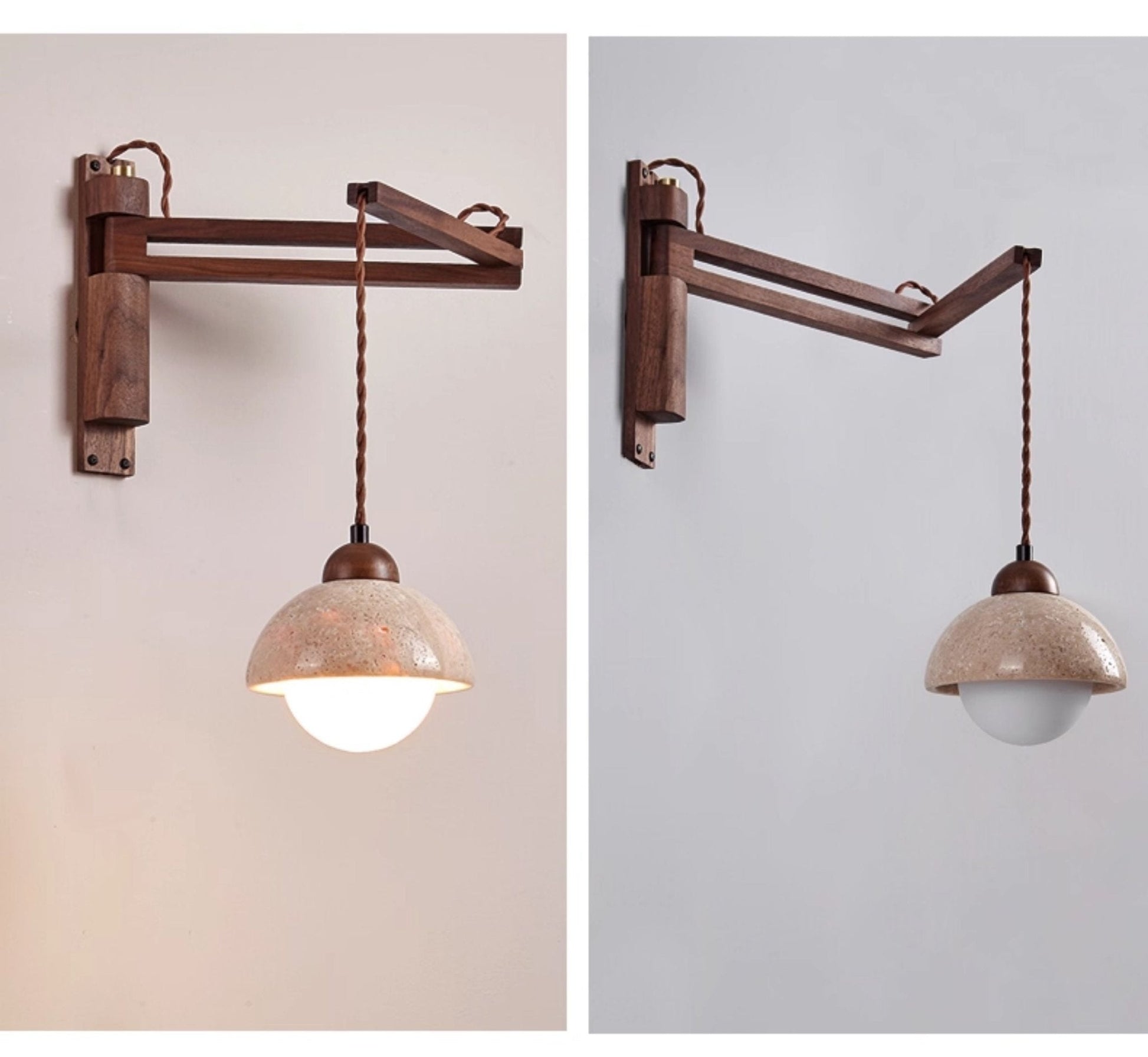 Travertine Swing Arm Wall Sconce-Neutral Decor