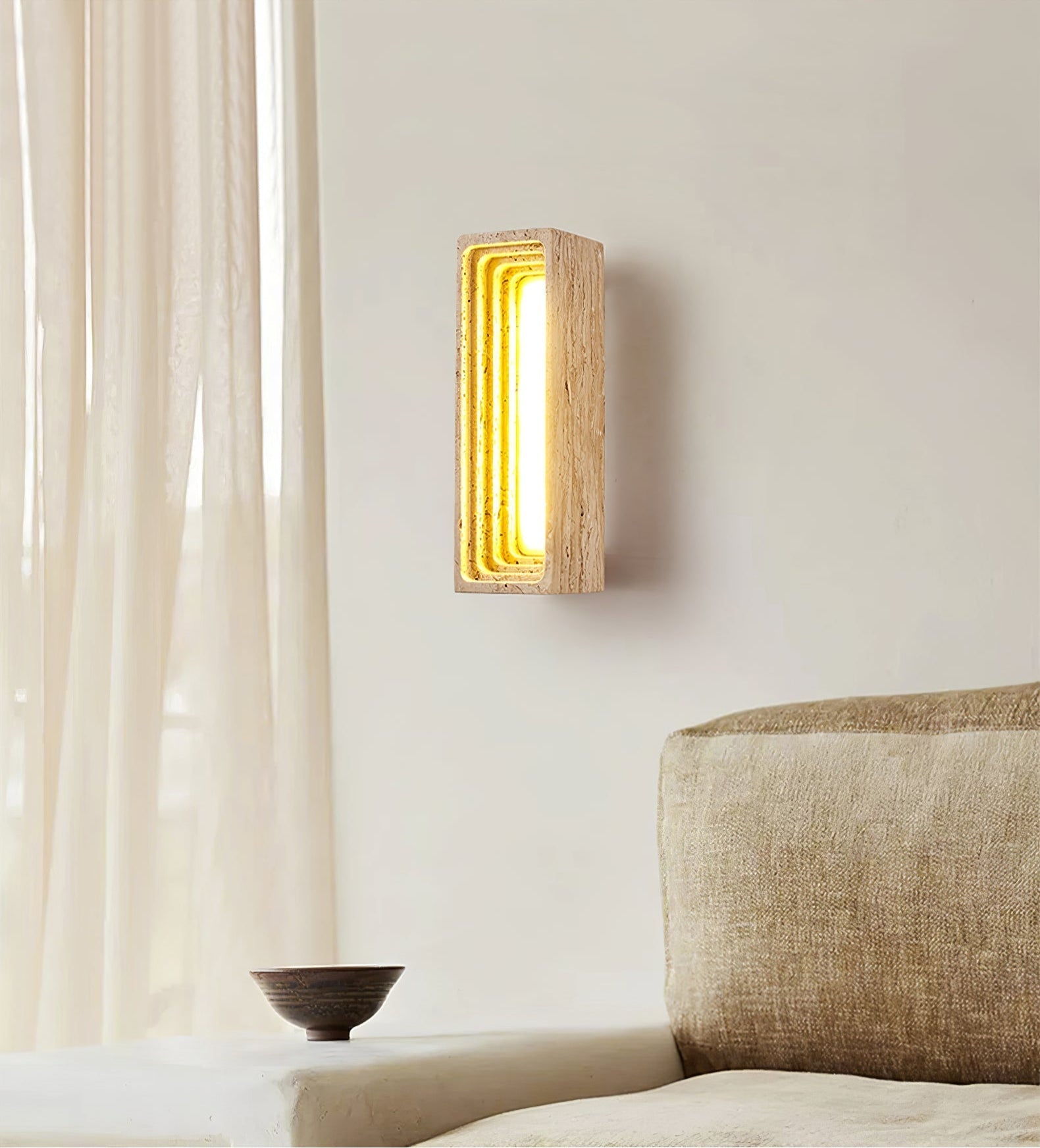 Atheila Travertine Wall Light-Neutral Decor
