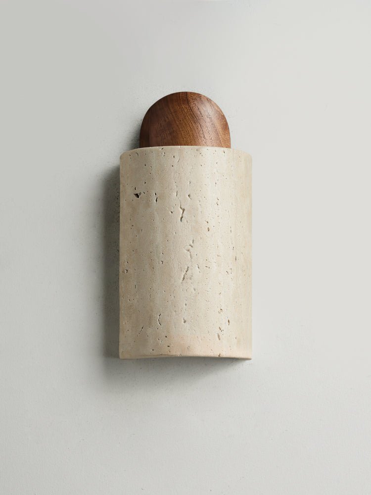 Zyphe Natural Yellow Travertine Capsule Wall Lamp-Neutral Decor
