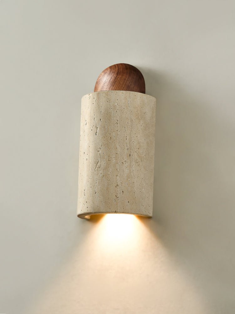 Zyphe Natural Yellow Travertine Capsule Wall Lamp-Neutral Decor