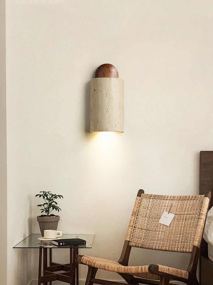 Zyphe Natural Yellow Travertine Capsule Wall Lamp-Neutral Decor