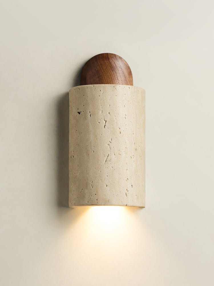 Zyphe Natural Yellow Travertine Capsule Wall Lamp-Neutral Decor