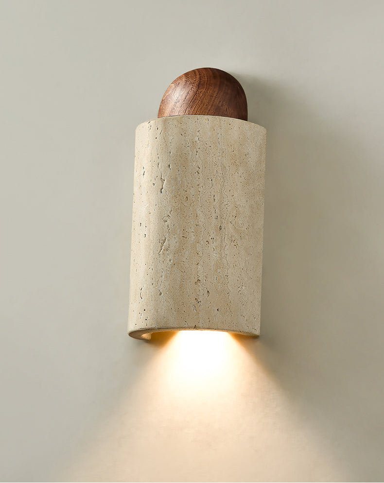 Zyphe Natural Yellow Travertine Capsule Wall Lamp-Neutral Decor