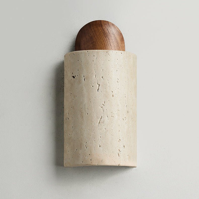Zyphe Natural Yellow Travertine Capsule Wall Lamp-Neutral Decor