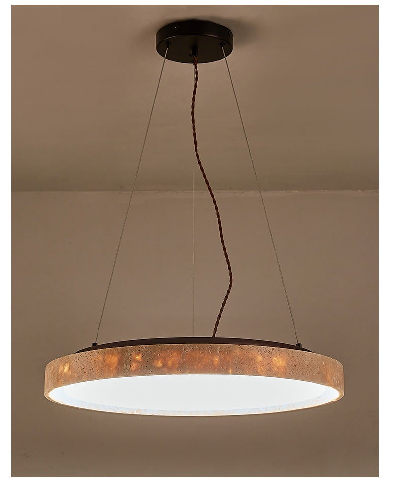 Travertine Circle LED Pendant Light-Neutral Decor