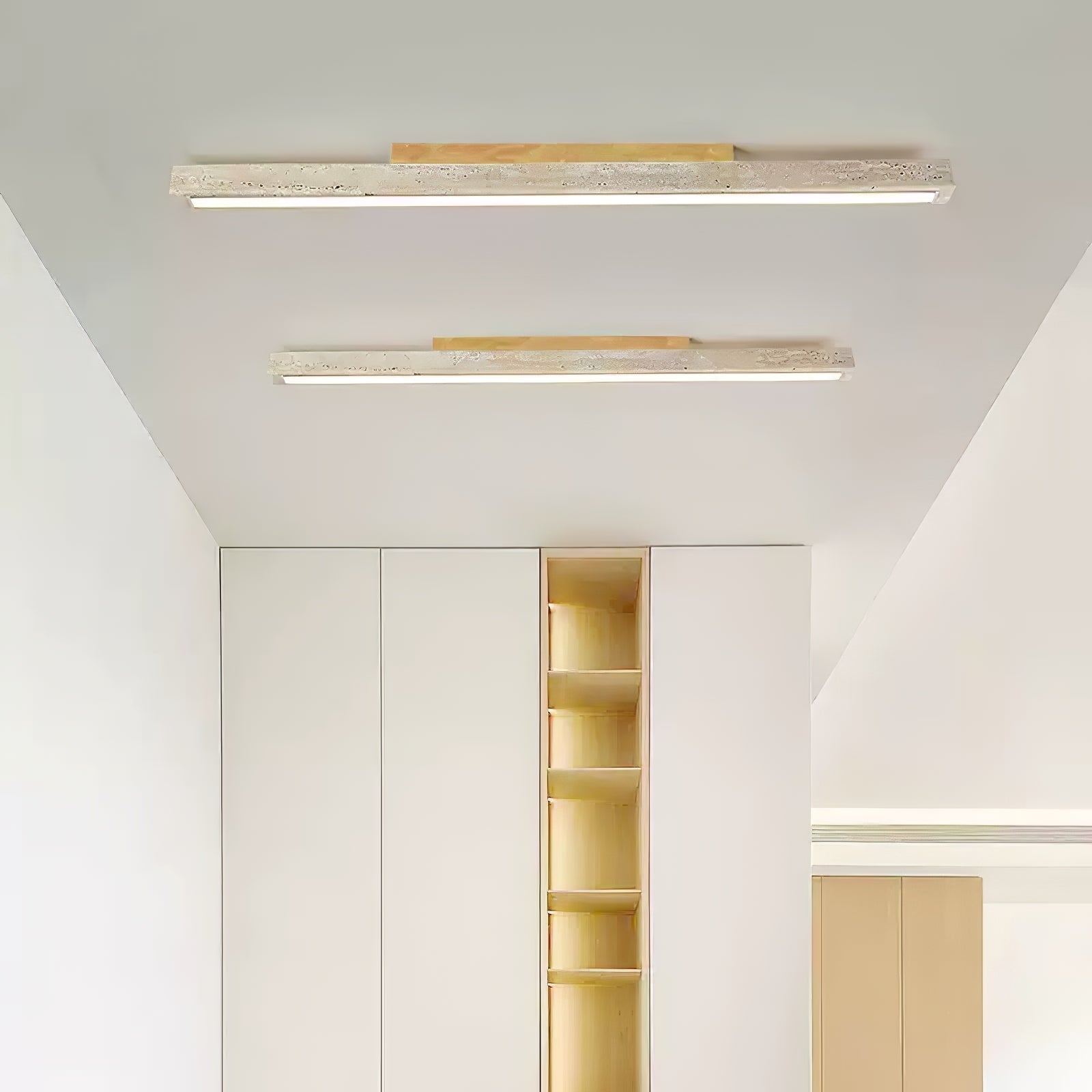 Kevis Minimalist Travertine Linear Ceiling Light-Neutral Decor