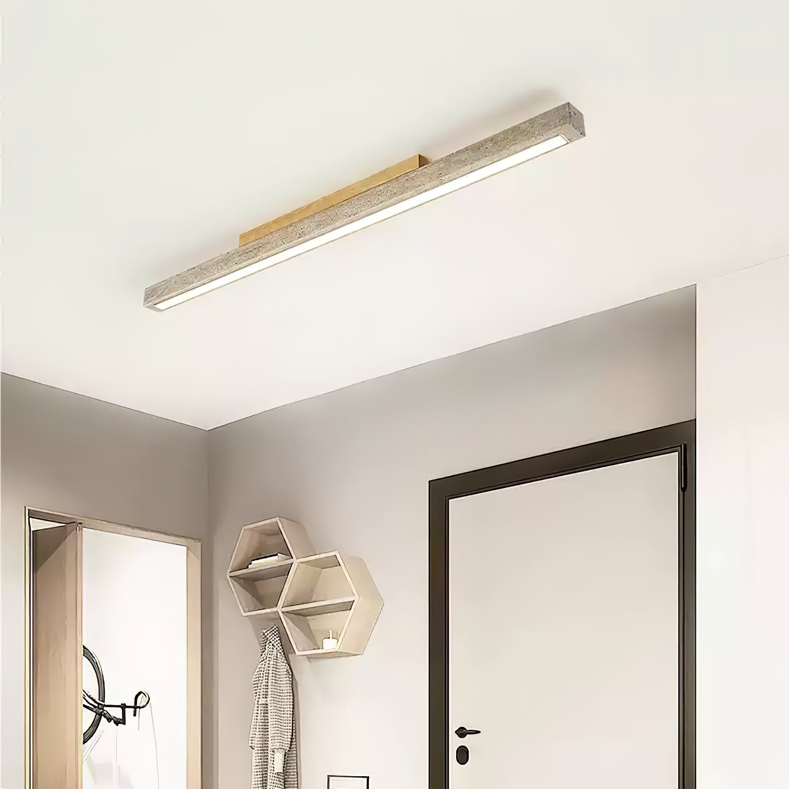 Kevis Minimalist Travertine Linear Ceiling Light-Neutral Decor