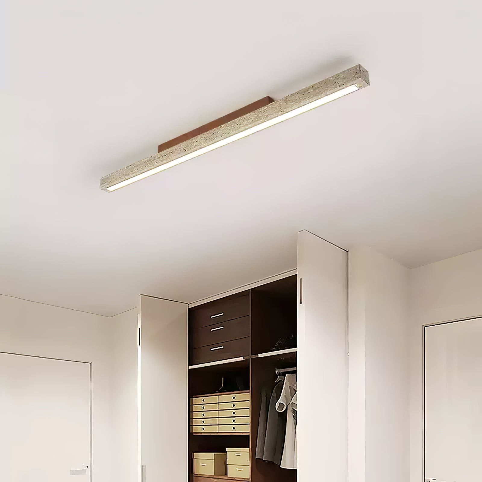 Kevis Minimalist Travertine Linear Ceiling Light-Neutral Decor