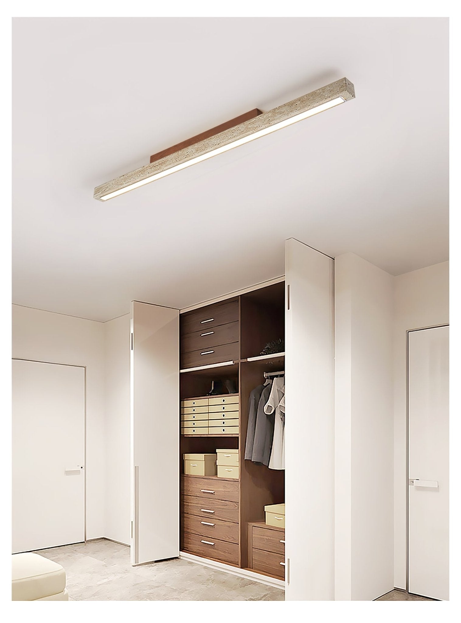 Kevis Minimalist Travertine Linear Ceiling Light-Neutral Decor