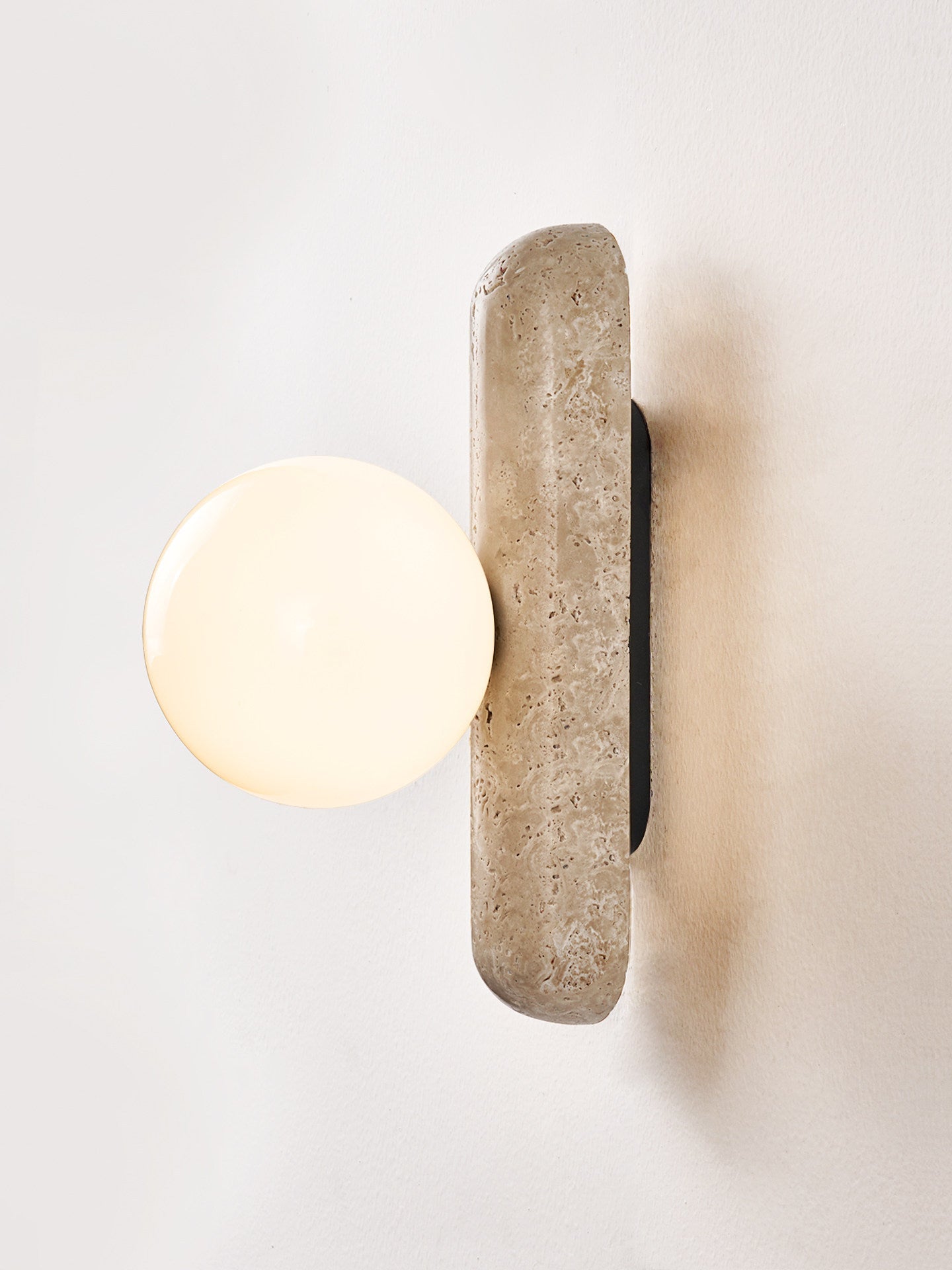 Travertine Column Globe Wall Sconce-Neutral Decor