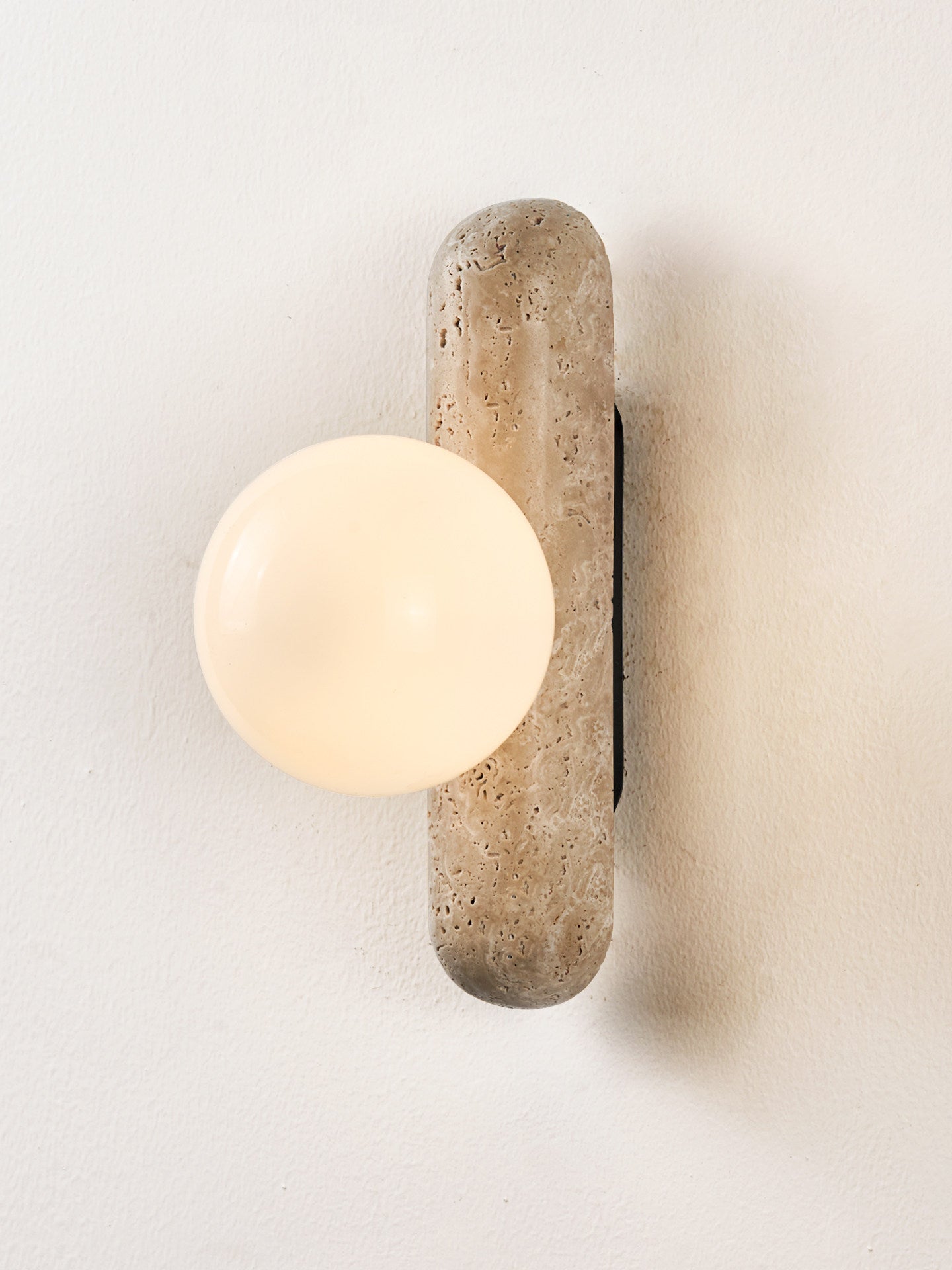 Travertine Column Globe Wall Sconce-Neutral Decor