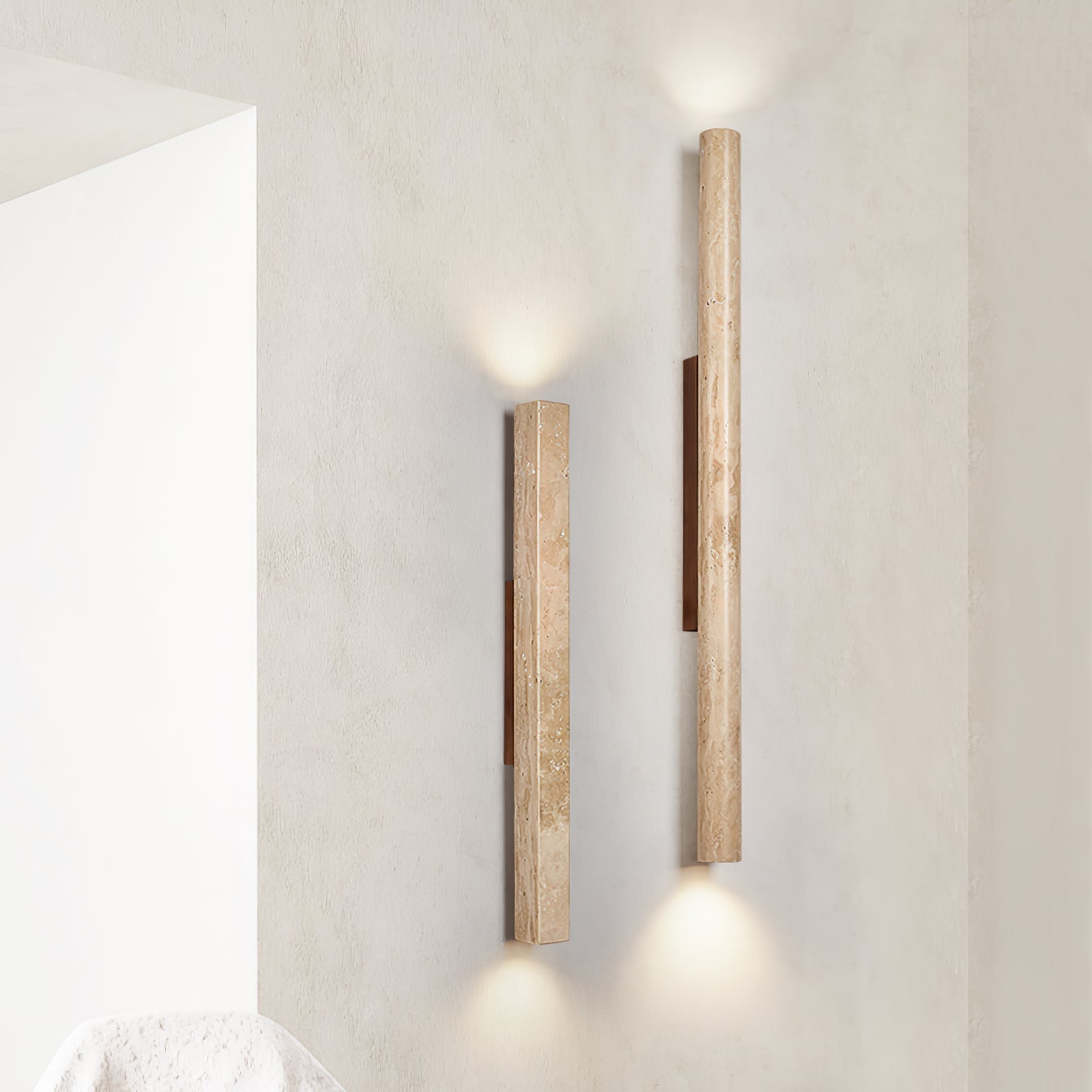 Ines Minimalist Travertine Wall Light-Neutral Decor