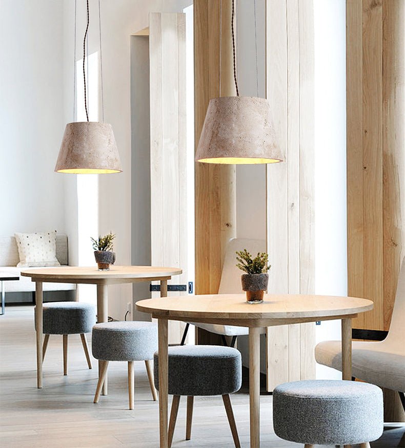 Travertine Cone Pendant Lamp-Neutral Decor
