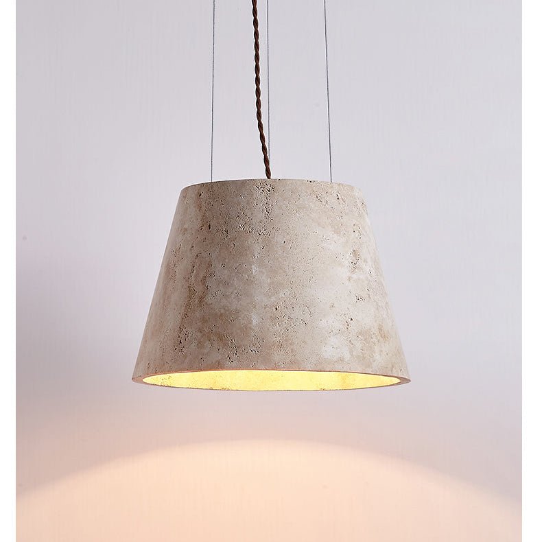 Travertine Cone Pendant Lamp-Neutral Decor