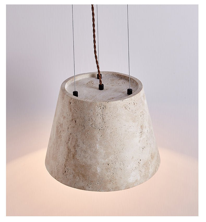Travertine Cone Pendant Lamp-Neutral Decor