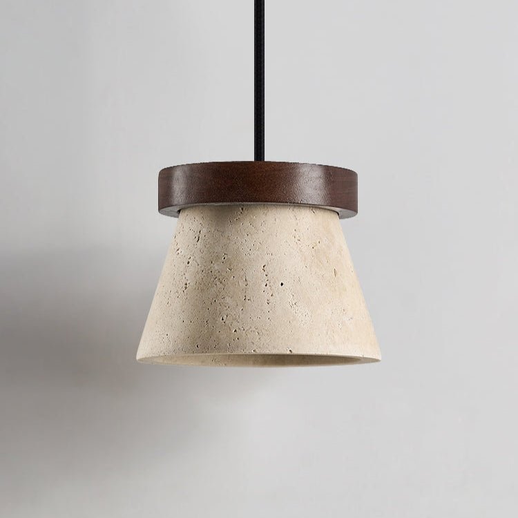 Travertine Cone Ring Pendant Light-Neutral Decor