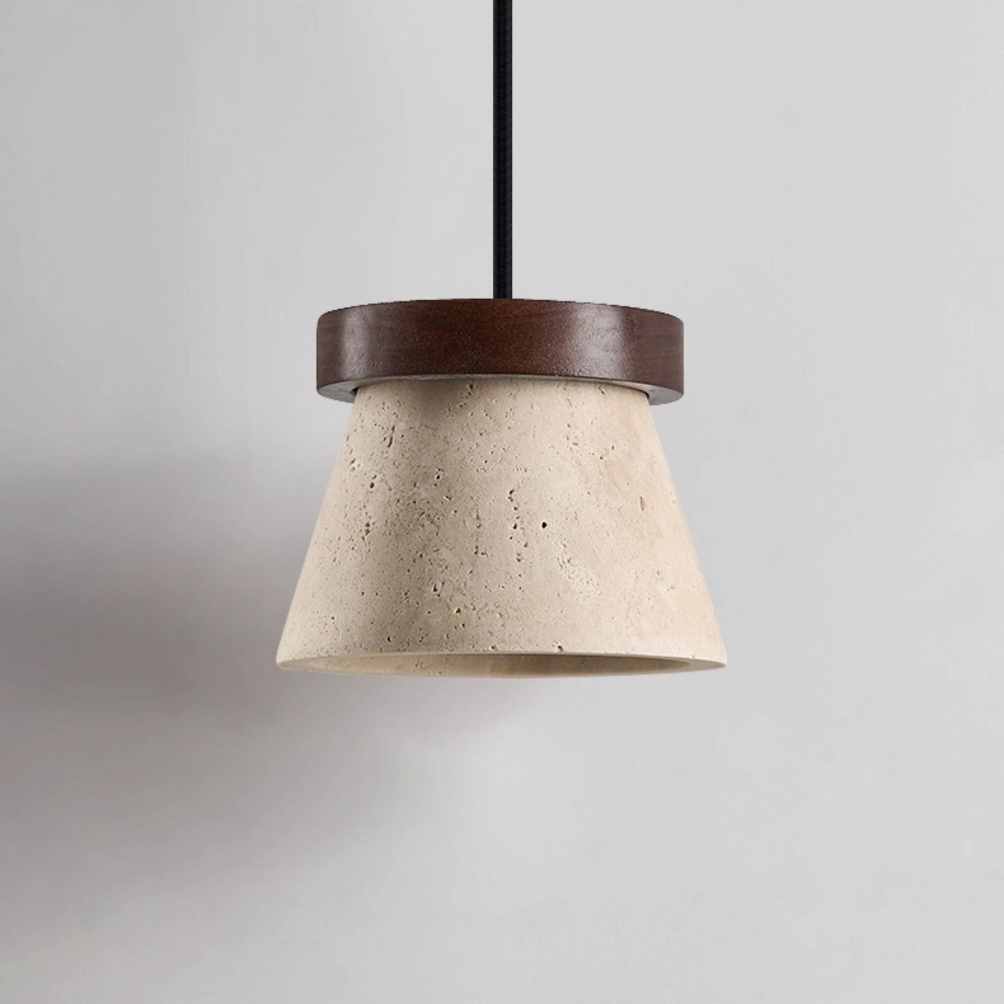 Travertine Cone Ring Pendant Light-Neutral Decor
