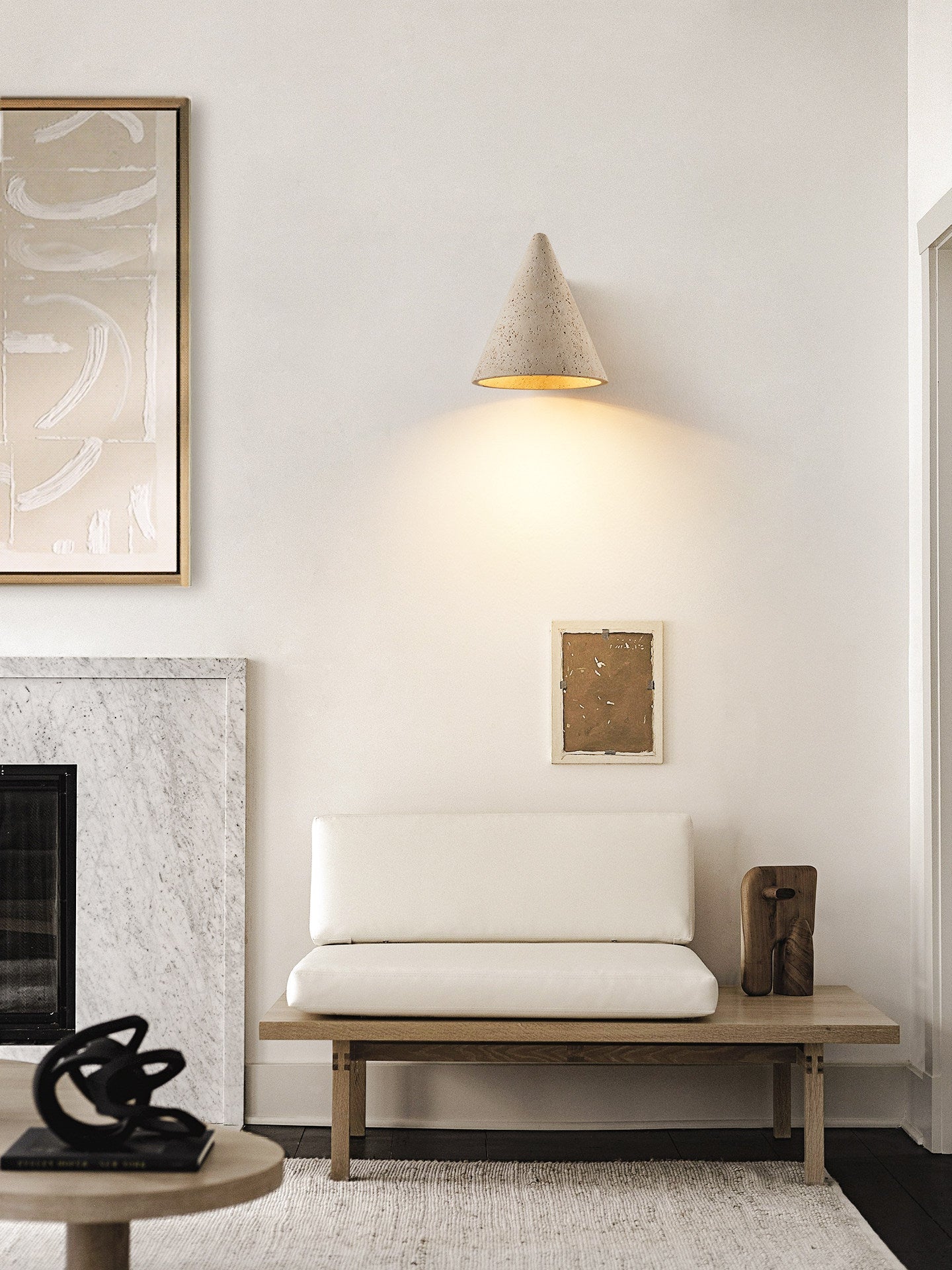 Travertine Cone Wall Sconce-Neutral Decor