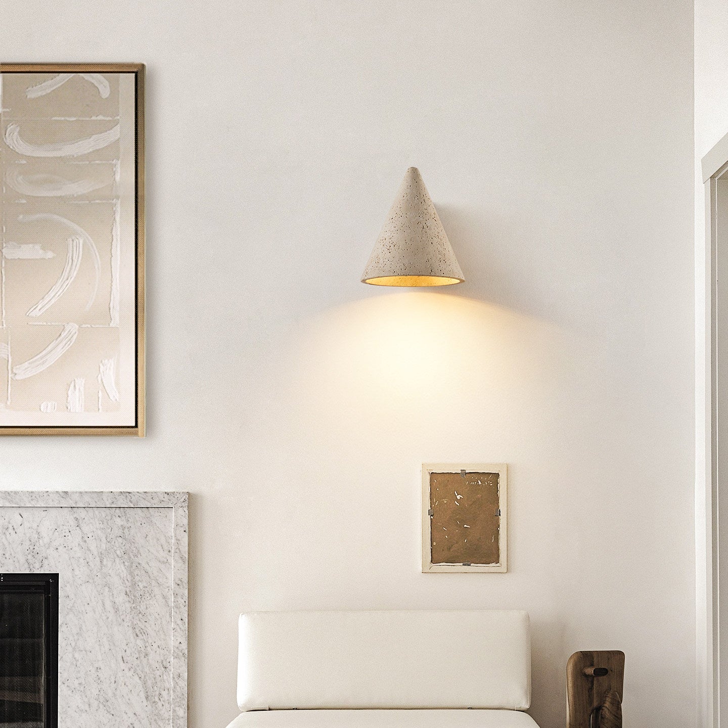Travertine Cone Wall Sconce-Neutral Decor