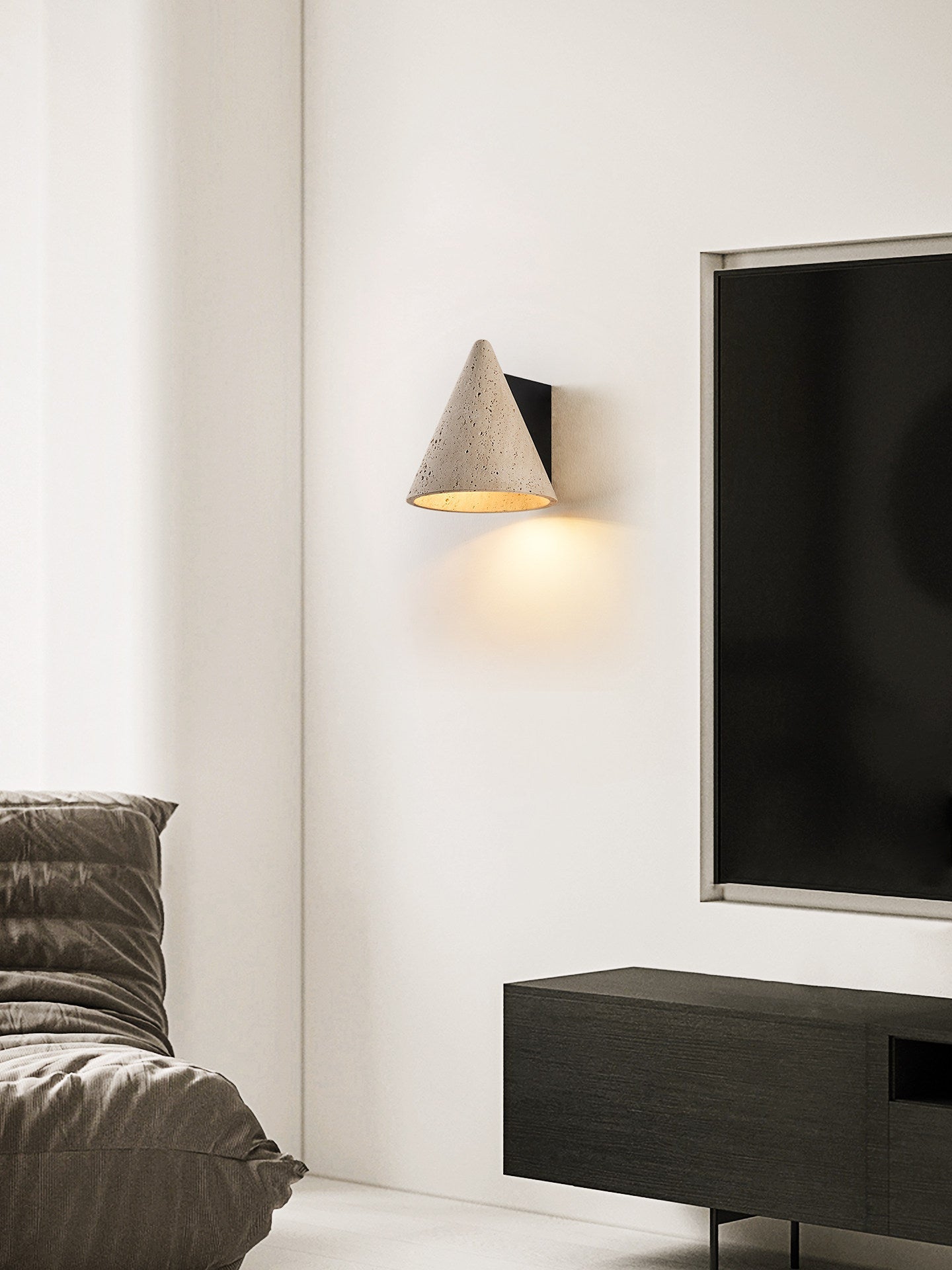 Travertine Cone Wall Sconce-Neutral Decor