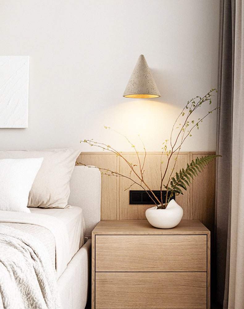 Travertine Cone Wall Sconce-Neutral Decor