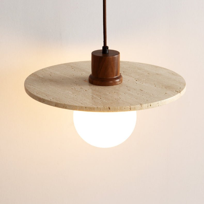 Travertine Disk Globe Pendant Light-Neutral Decor