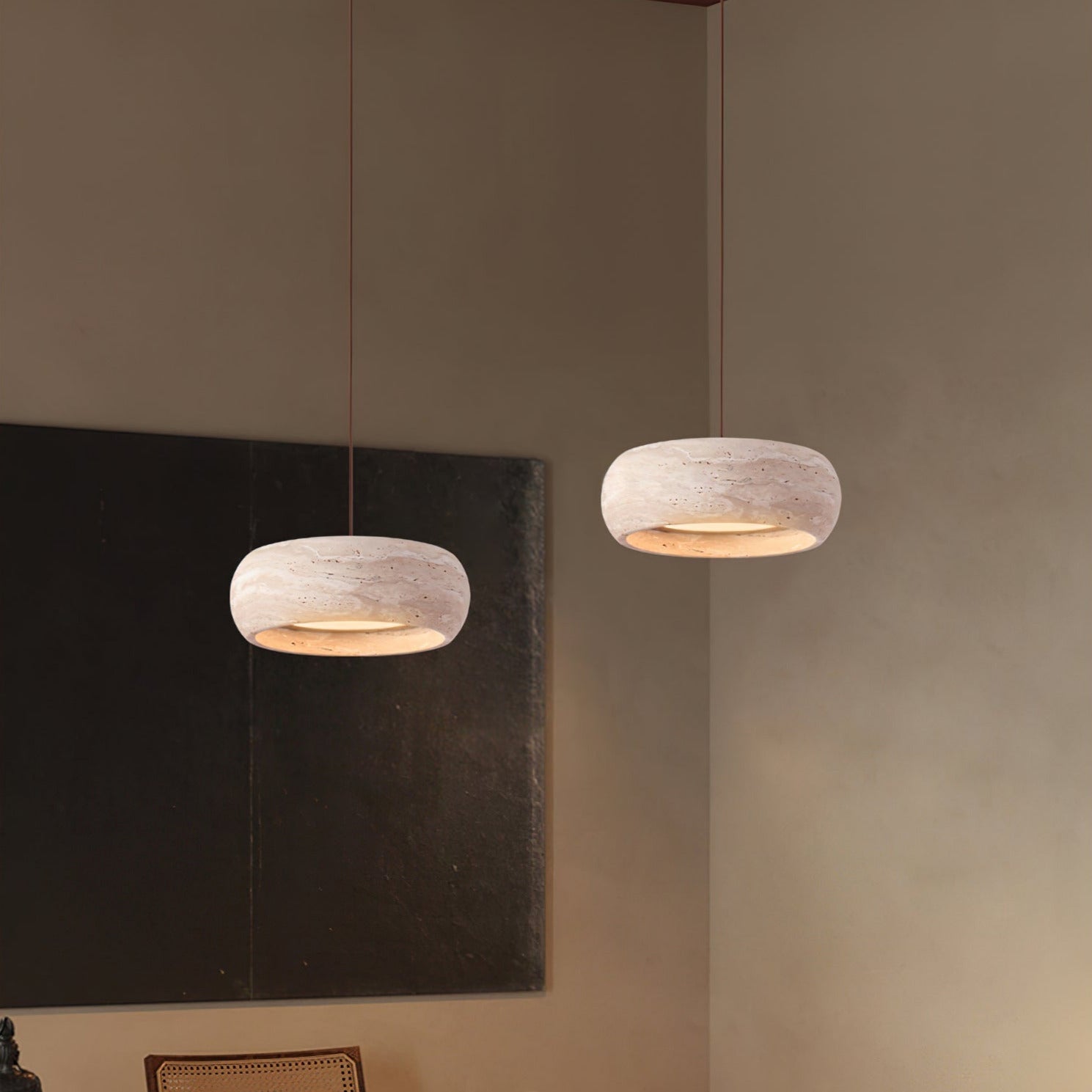 Tova Donut-Shaped Pendant Lights Travertine - Neutralighting