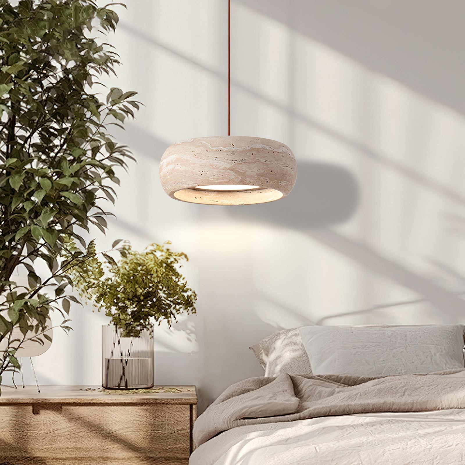 Tova Donut-Shaped Pendant Lights Travertine - Neutralighting