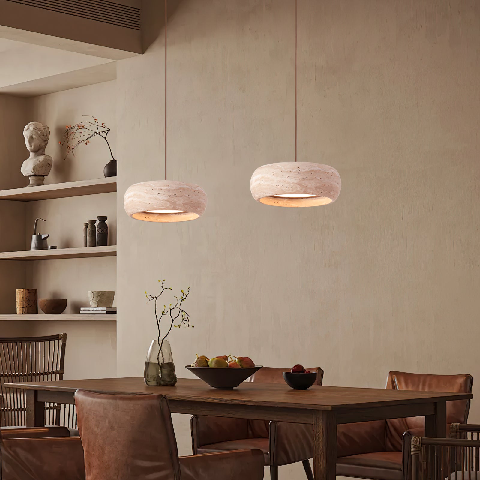 Tova Donut-Shaped Pendant Lights Travertine - Neutralighting