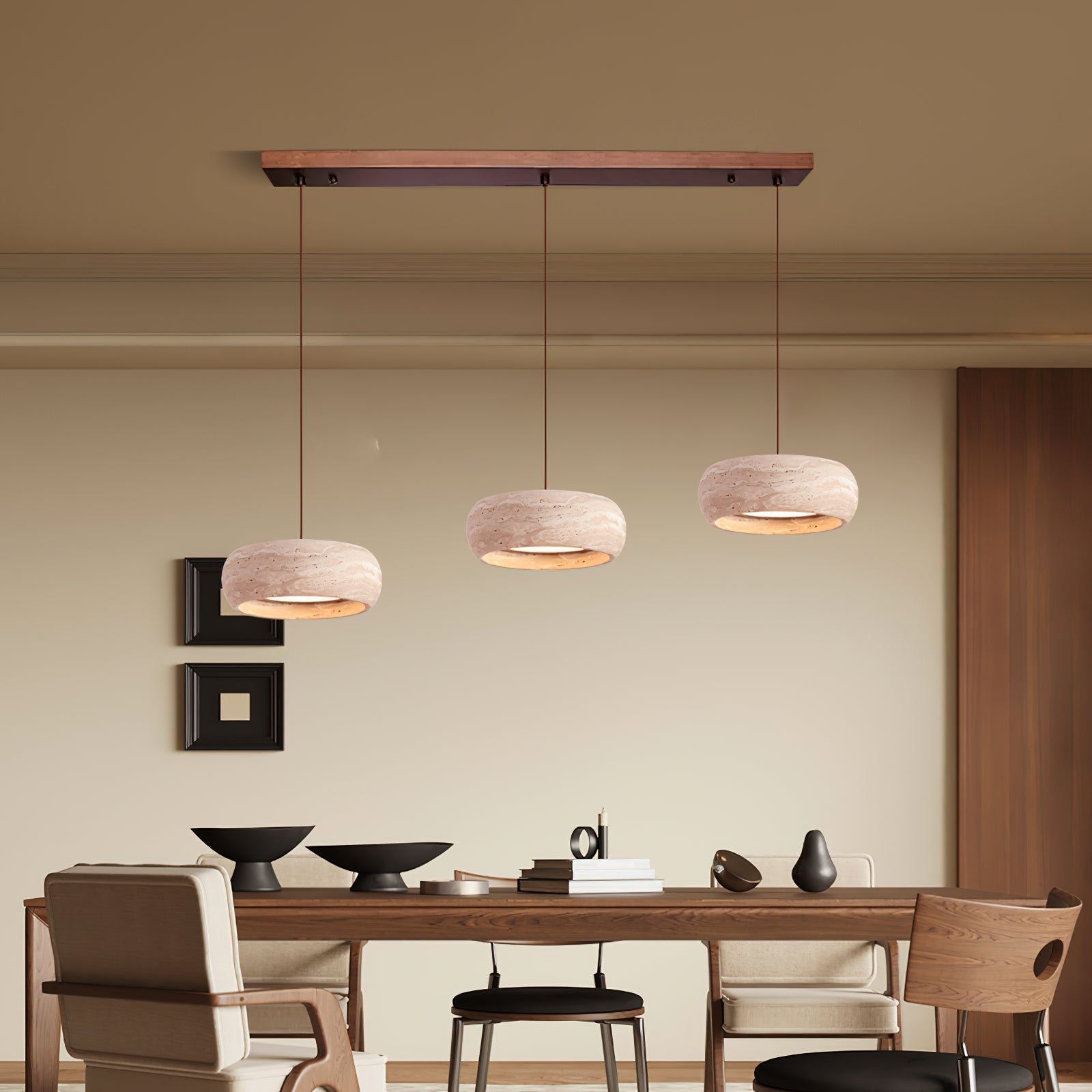 Tova Donut-Shaped Pendant Lights Travertine - Neutralighting