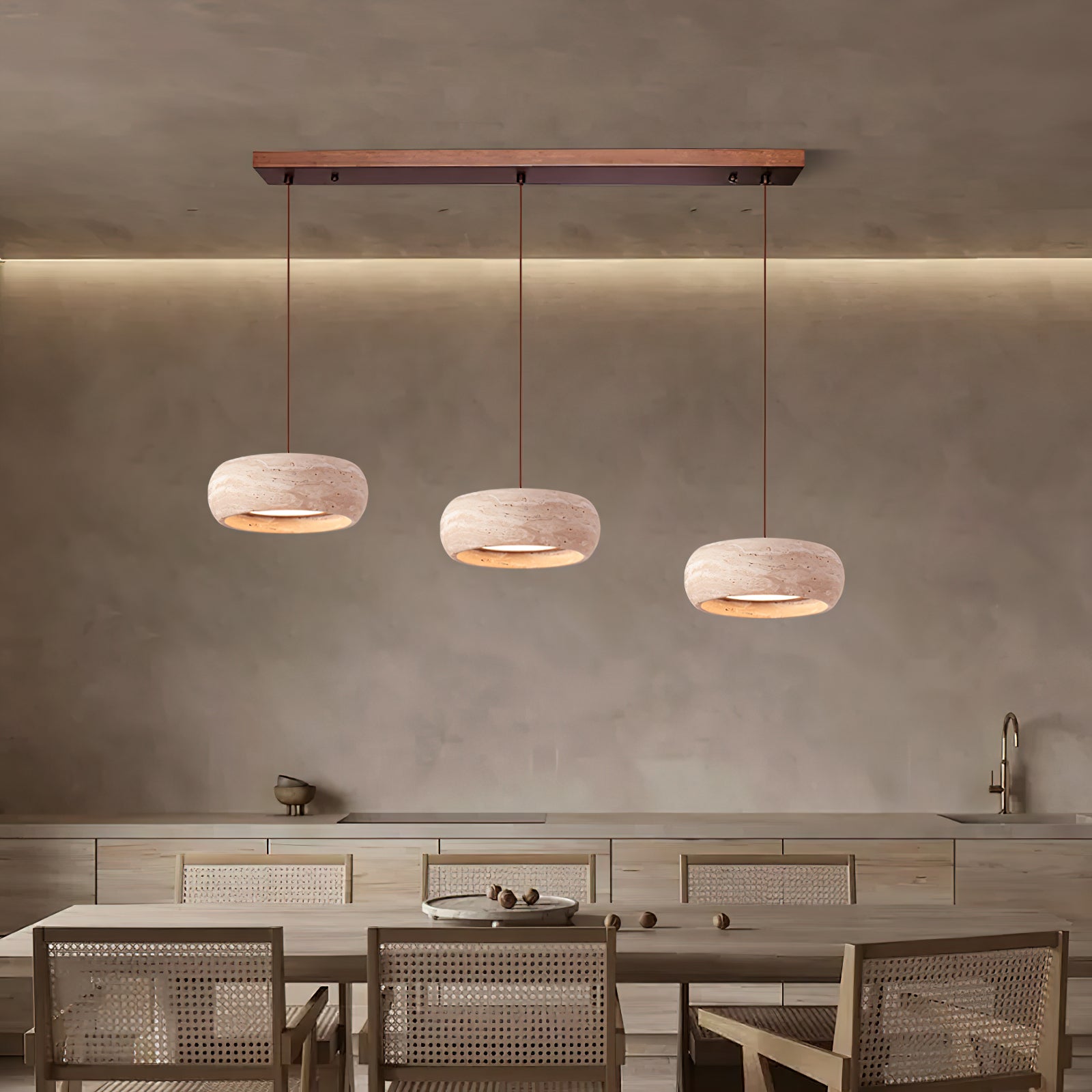 Tova Donut-Shaped Pendant Lights Travertine - Neutralighting