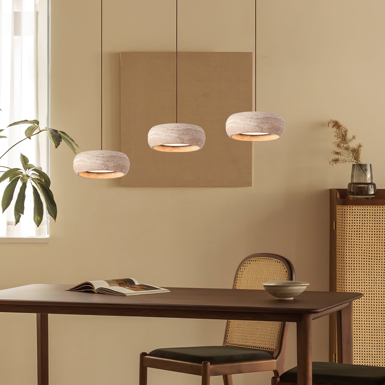 Tova Donut-Shaped Pendant Lights Travertine - Neutralighting