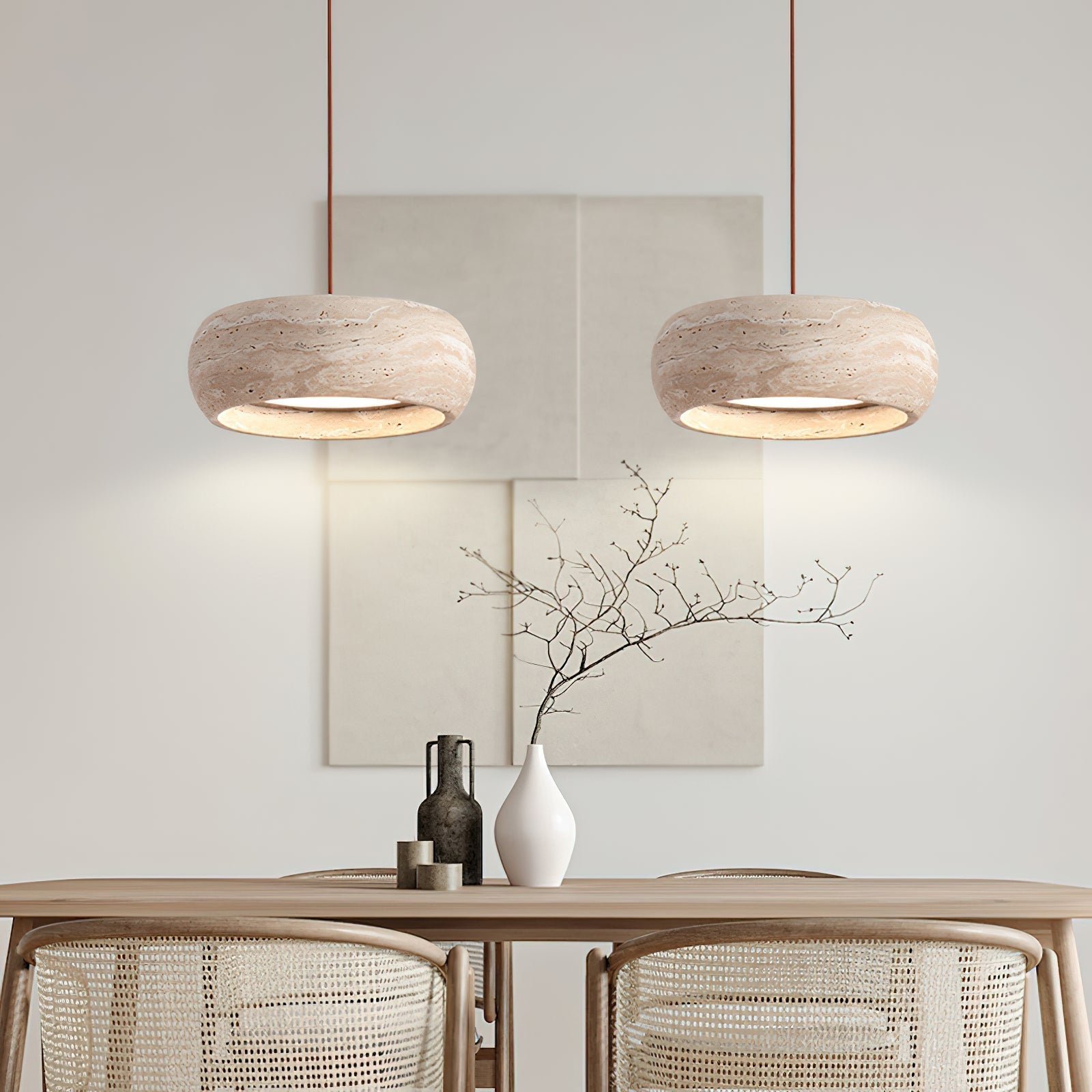 Tova Donut-Shaped Pendant Lights Travertine - Neutralighting