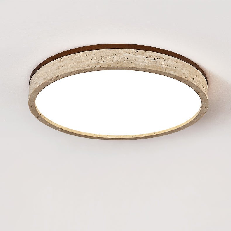 Xoan Glowly Travertine Halo Round Ceiling Lamp-Neutral Decor