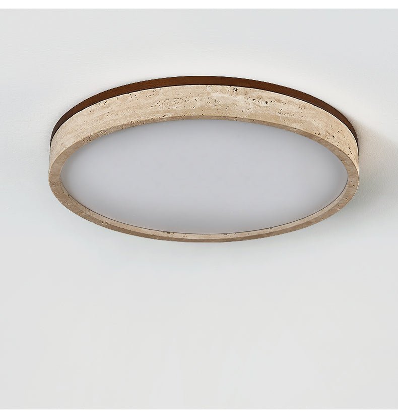 Xoan Glowly Travertine Halo Round Ceiling Lamp-Neutral Decor