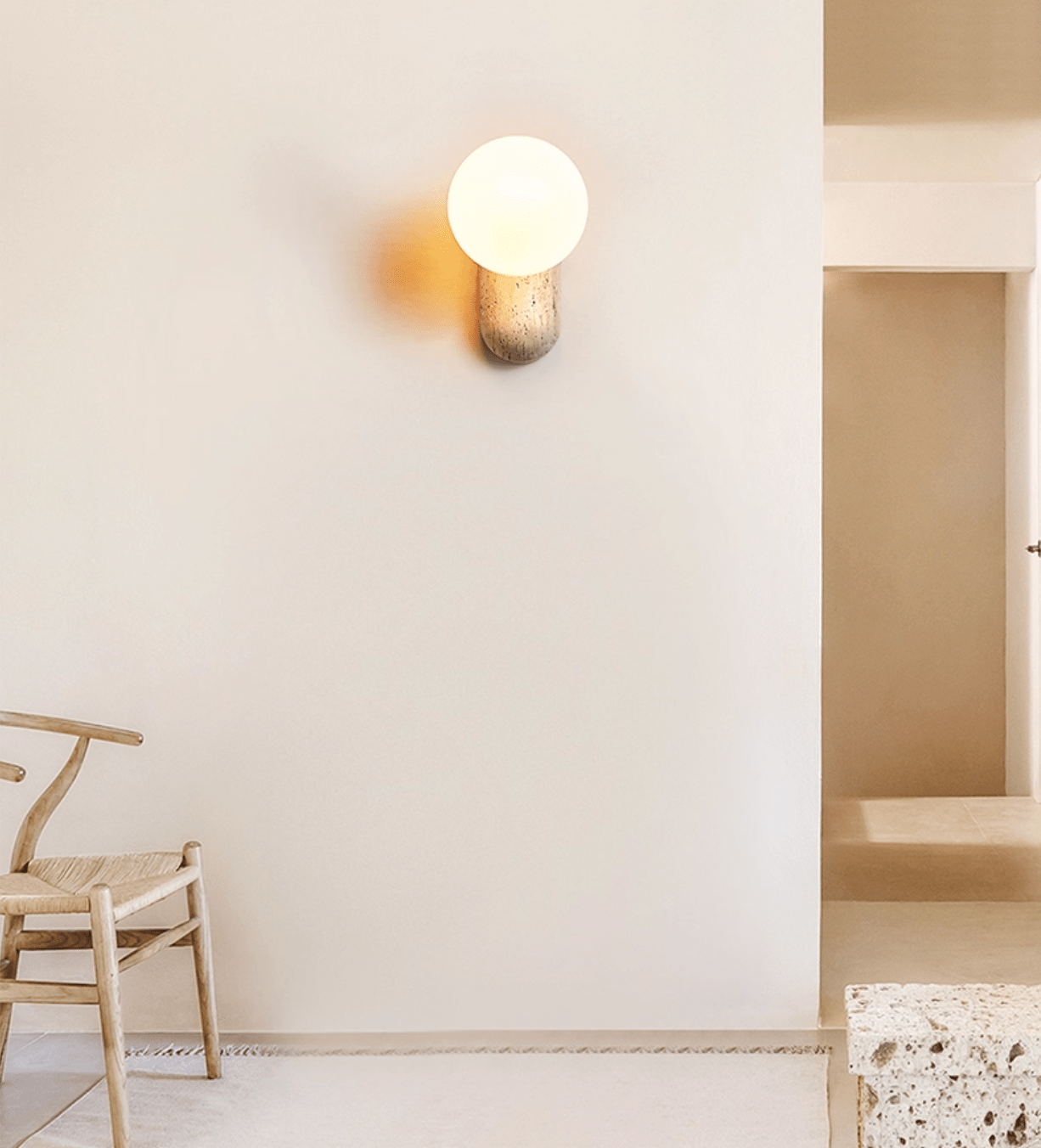 Aeralis Travetine Pebble Wall Light-Neutral Decor