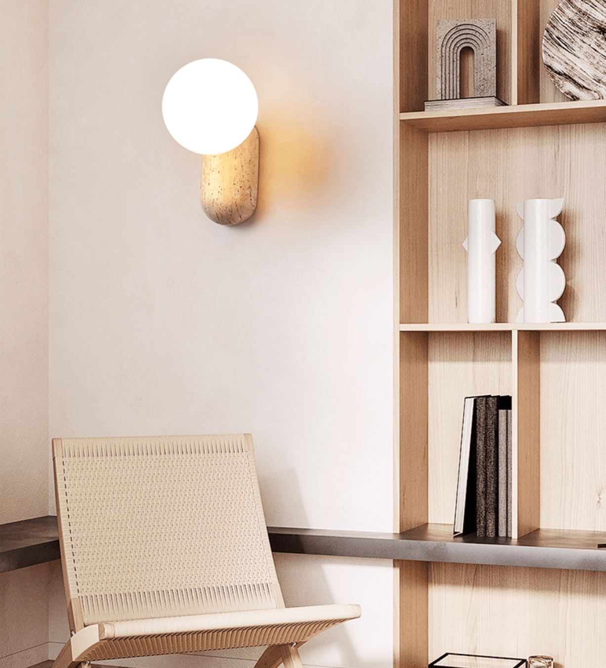 Aeralis Travetine Pebble Wall Light-Neutral Decor