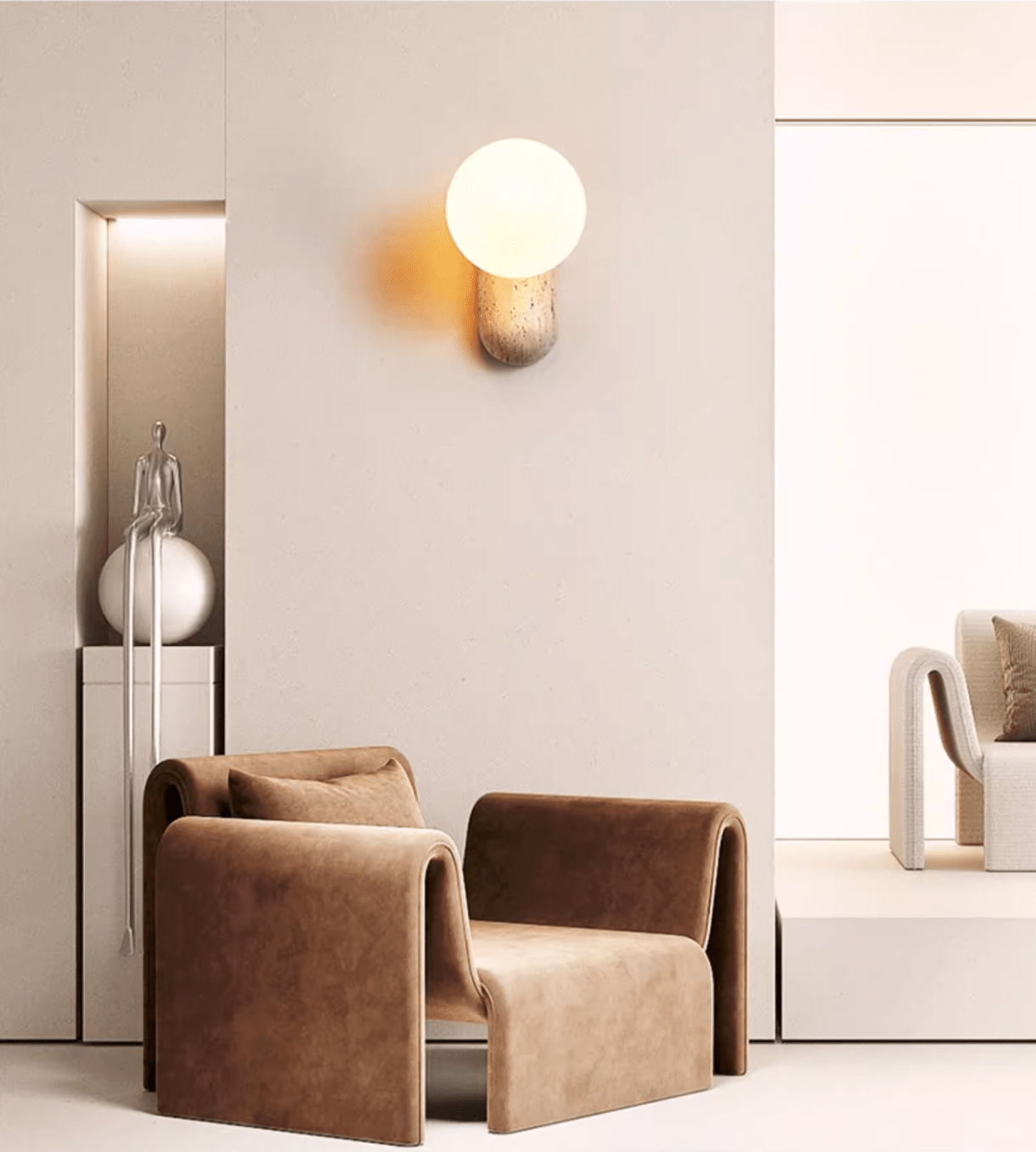 Aeralis Travetine Pebble Wall Light-Neutral Decor