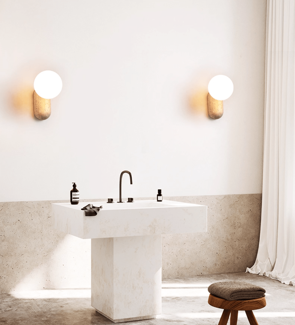 Aeralis Travetine Pebble Wall Light-Neutral Decor