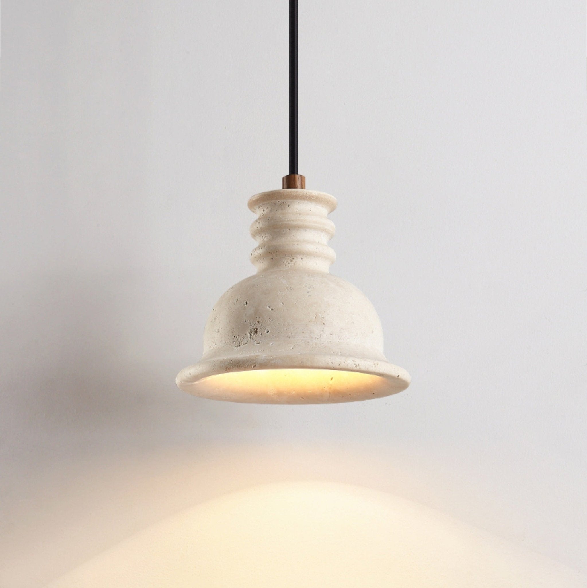 Travertine Ribbed Dome Pendant Light-Neutral Decor