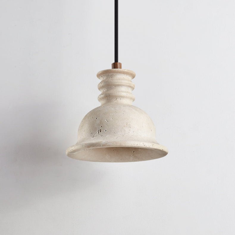 Travertine Ribbed Dome Pendant Light-Neutral Decor
